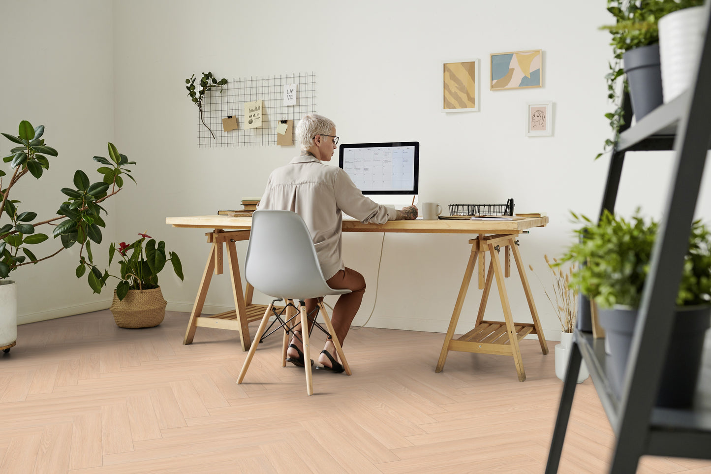 Klick-Vinyl Blomma Cream 6mm - Fischgrät