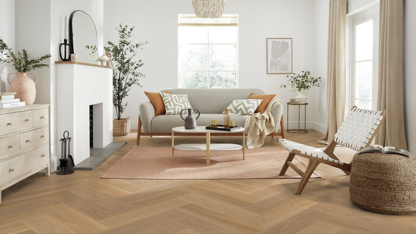 Rigid Core Klick-Vinyl Warm Brushed Oak 6,5mm - Fischgrät