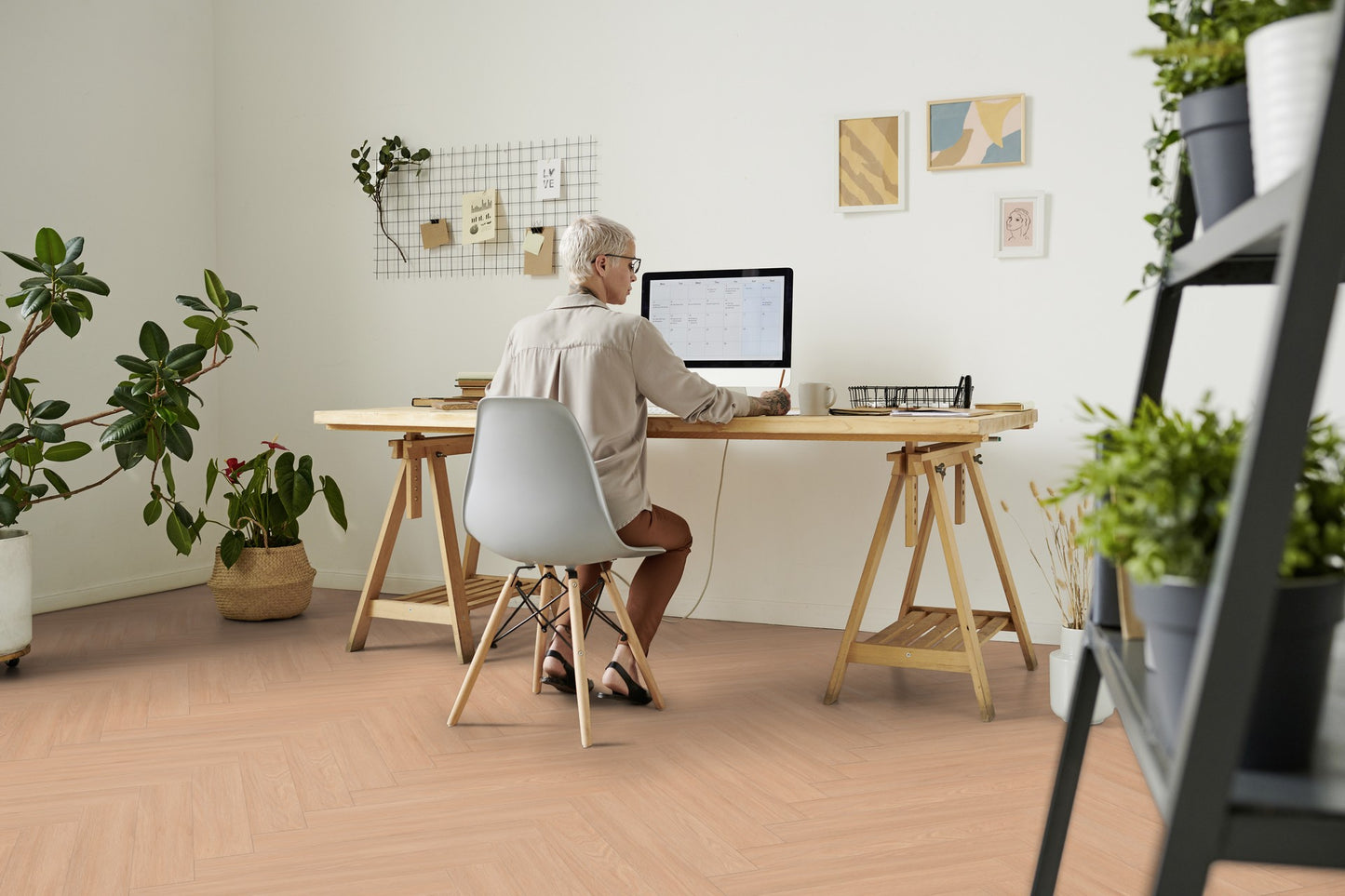 Klick-Vinyl Blomma Beige 6mm - Fischgrät