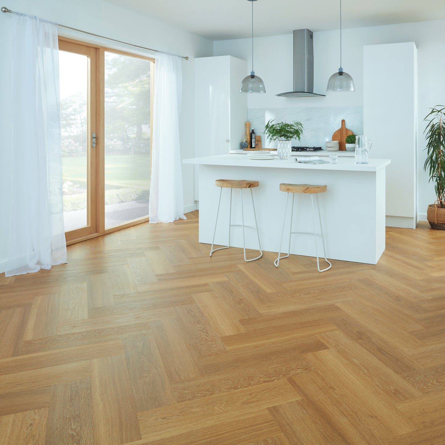 Rigid Core Klick-Vinyl Golden Brushed Oak 6,5mm - Fischgrät