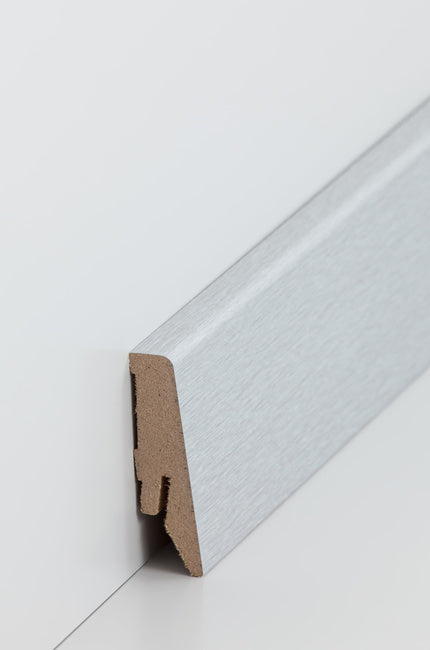 Fußleiste "Aluminium" MDF-Kern & foliert - 2400 x 58 x 18 mm
