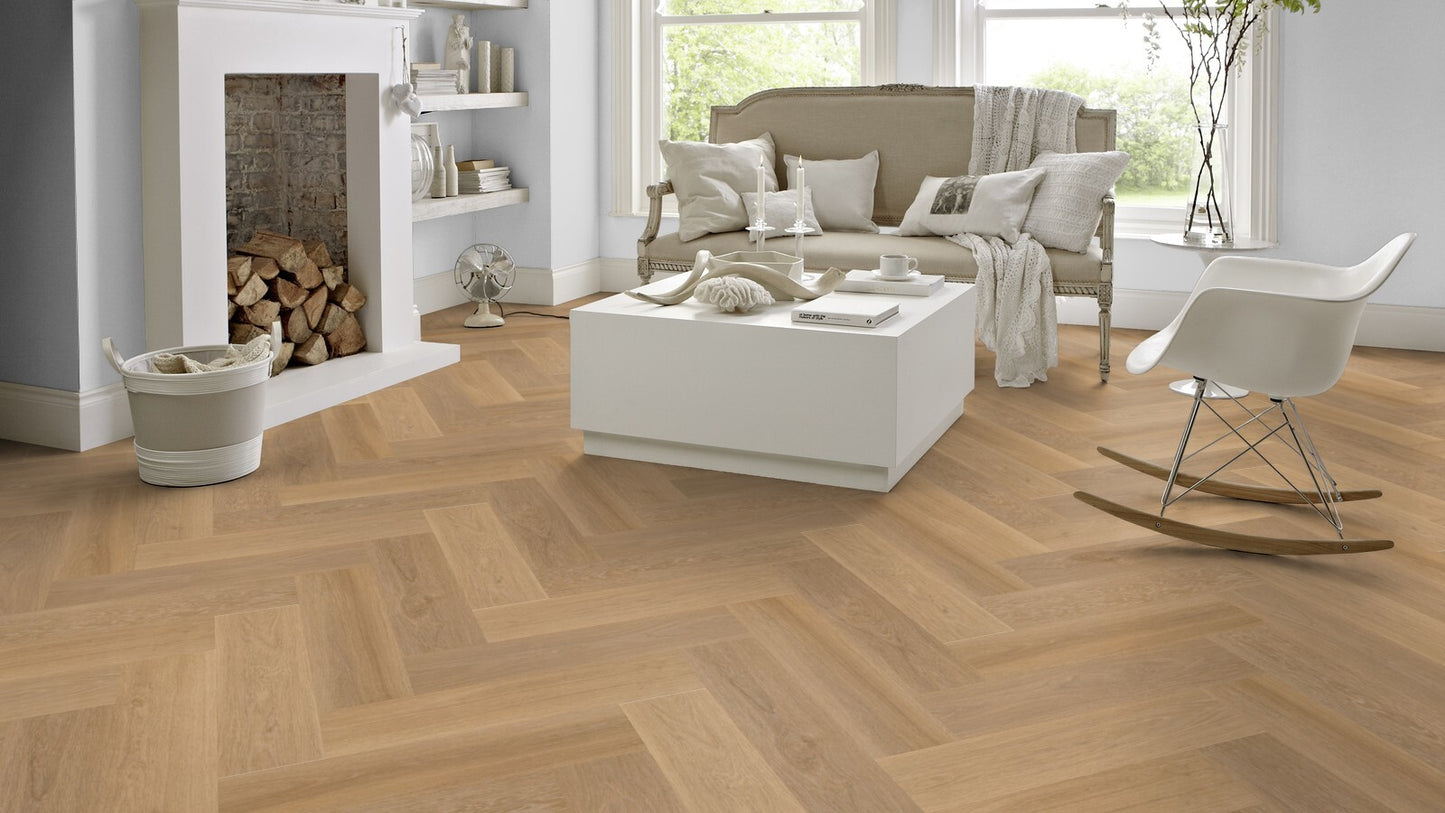 Rigid Core Klick-Vinyl Warm Brushed Oak 6,5mm - Fischgrät